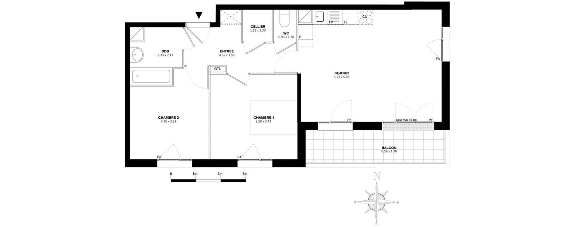 Appartement T3 de 61,70 m2 &agrave; Bobigny Centre