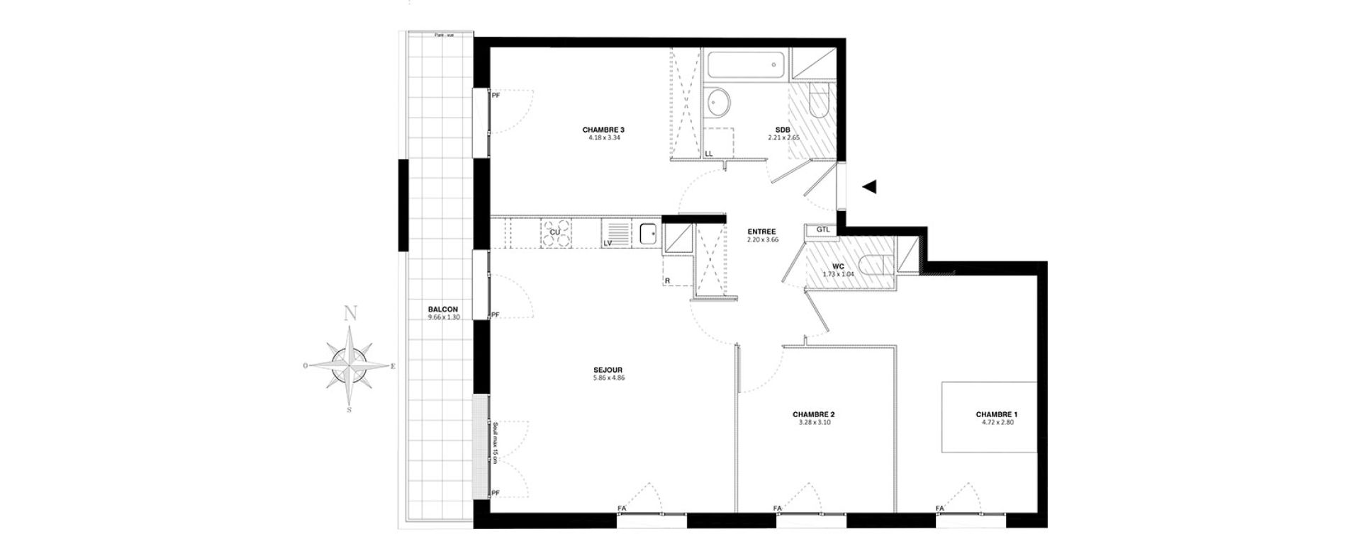 Appartement T4 de 80,50 m2 &agrave; Bobigny Centre