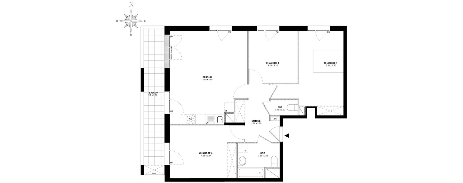 Appartement T4 de 81,20 m2 &agrave; Bobigny Centre