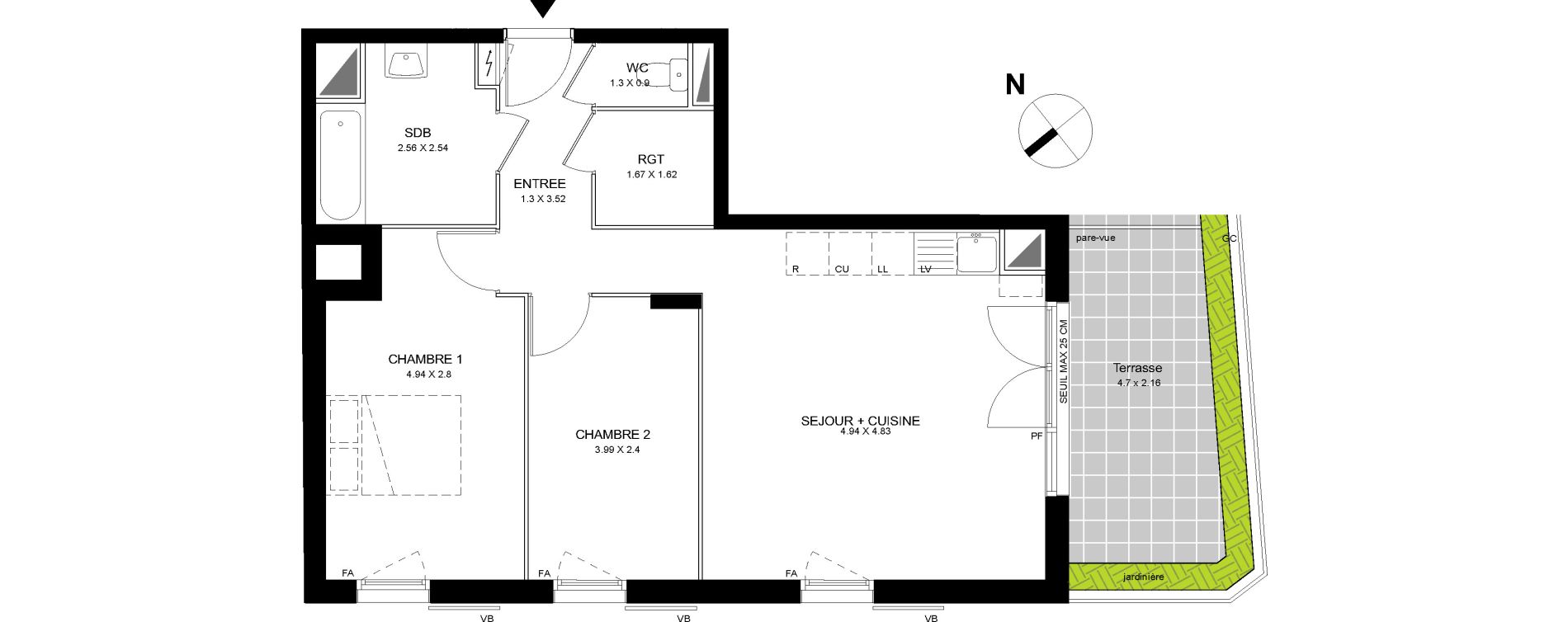 Appartement T3 de 61,17 m2 &agrave; Bobigny Centre