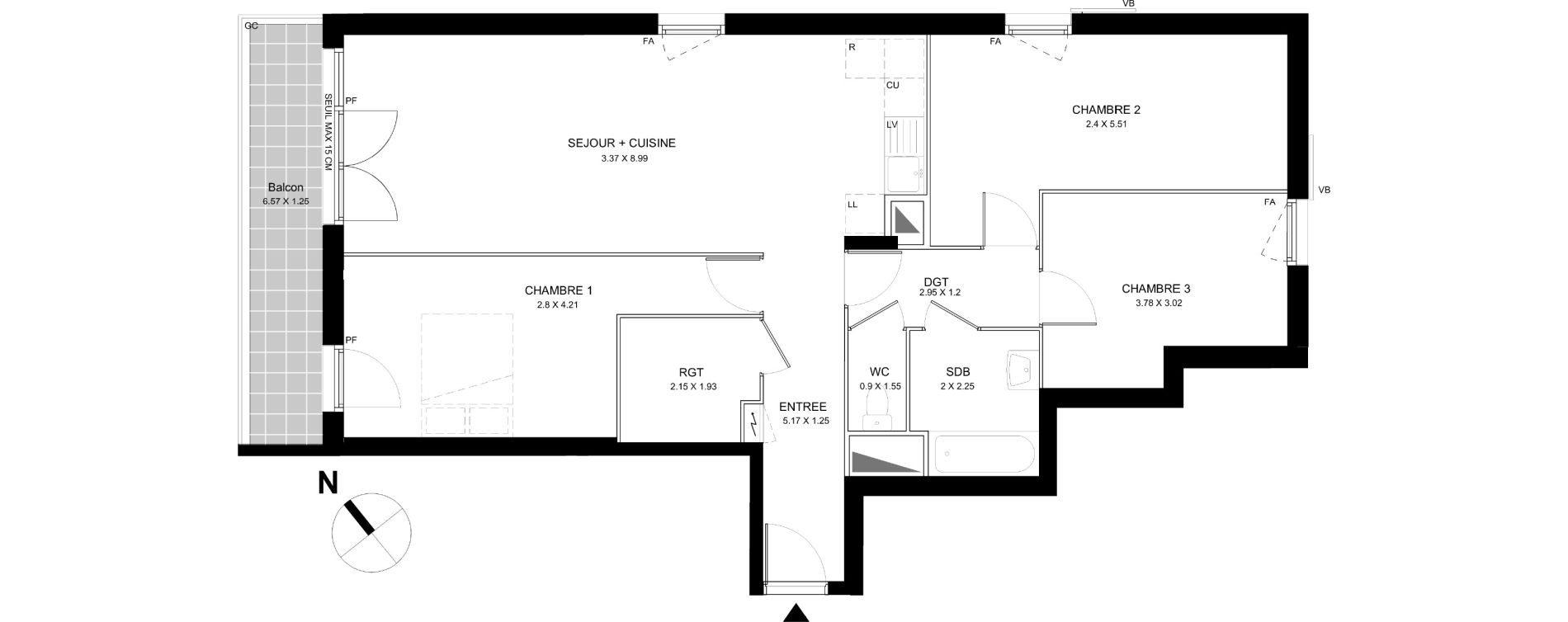 Appartement T4 de 87,70 m2 &agrave; Bobigny Centre