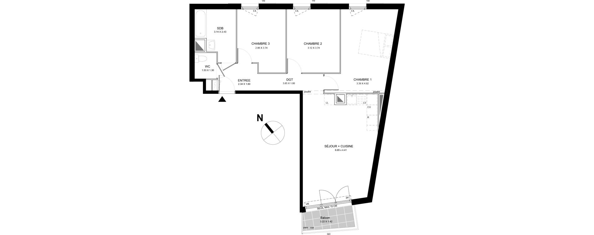 Appartement T4 de 79,14 m2 &agrave; Bobigny Centre