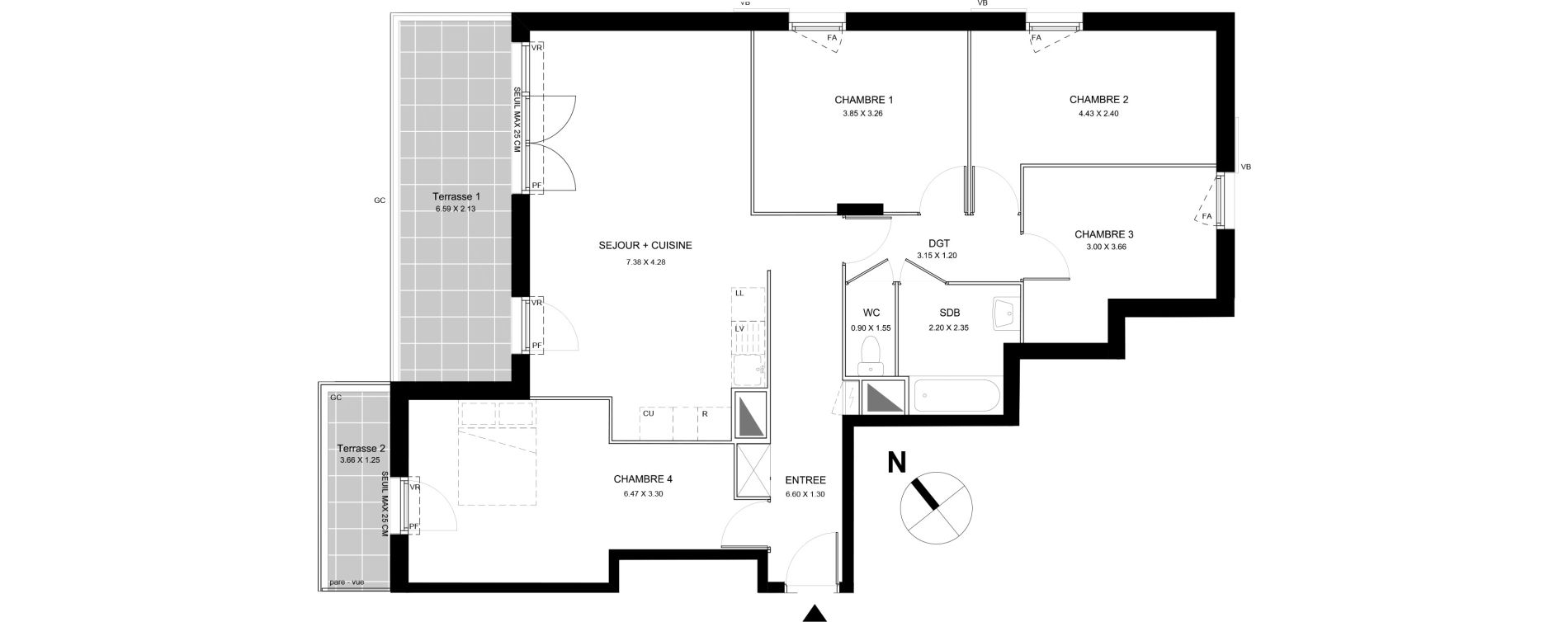 Appartement T5 de 97,25 m2 &agrave; Bobigny Centre