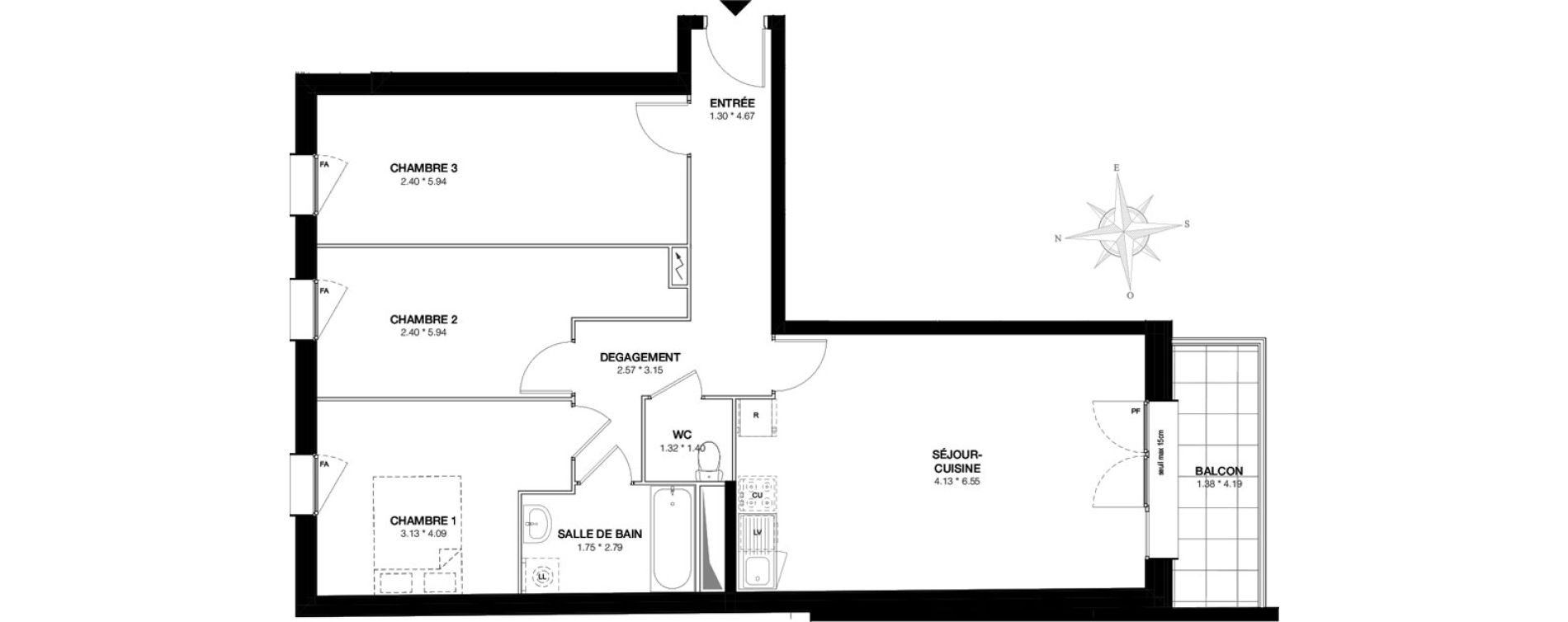 Appartement T4 de 81,33 m2 &agrave; Bobigny Edouard vaillant