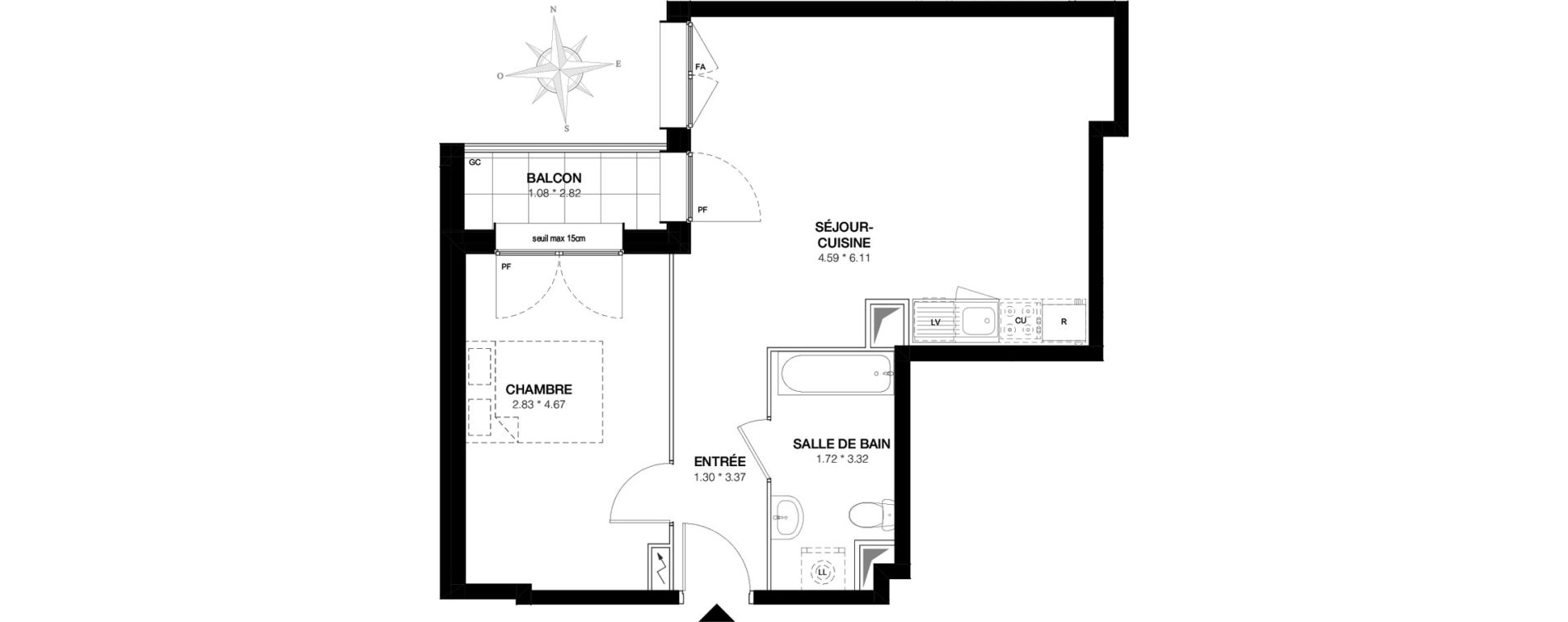 Appartement T2 de 48,38 m2 &agrave; Bobigny Edouard vaillant