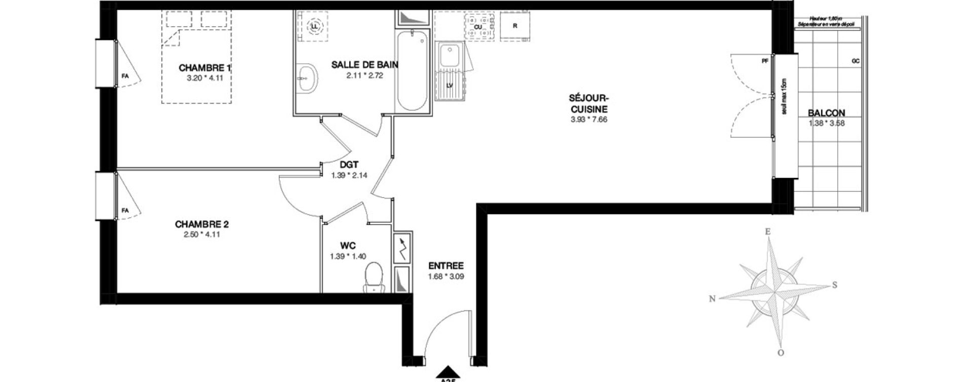 Appartement T3 de 65,29 m2 &agrave; Bobigny Edouard vaillant