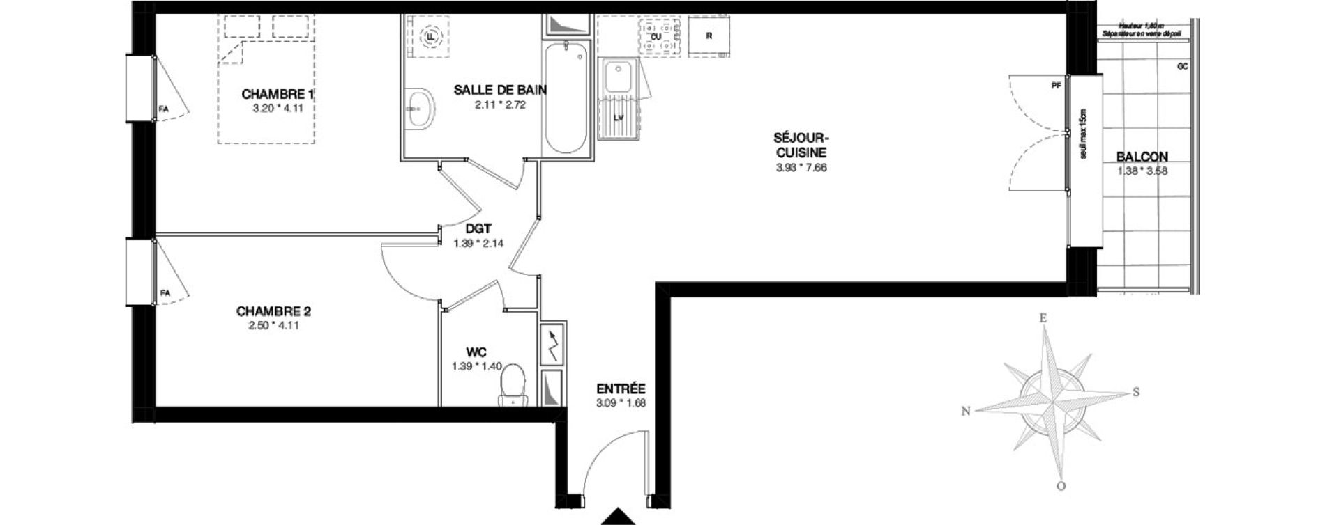 Appartement T3 de 65,29 m2 &agrave; Bobigny Edouard vaillant