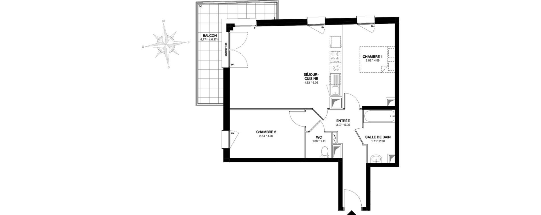 Appartement T3 de 65,10 m2 &agrave; Bobigny Edouard vaillant
