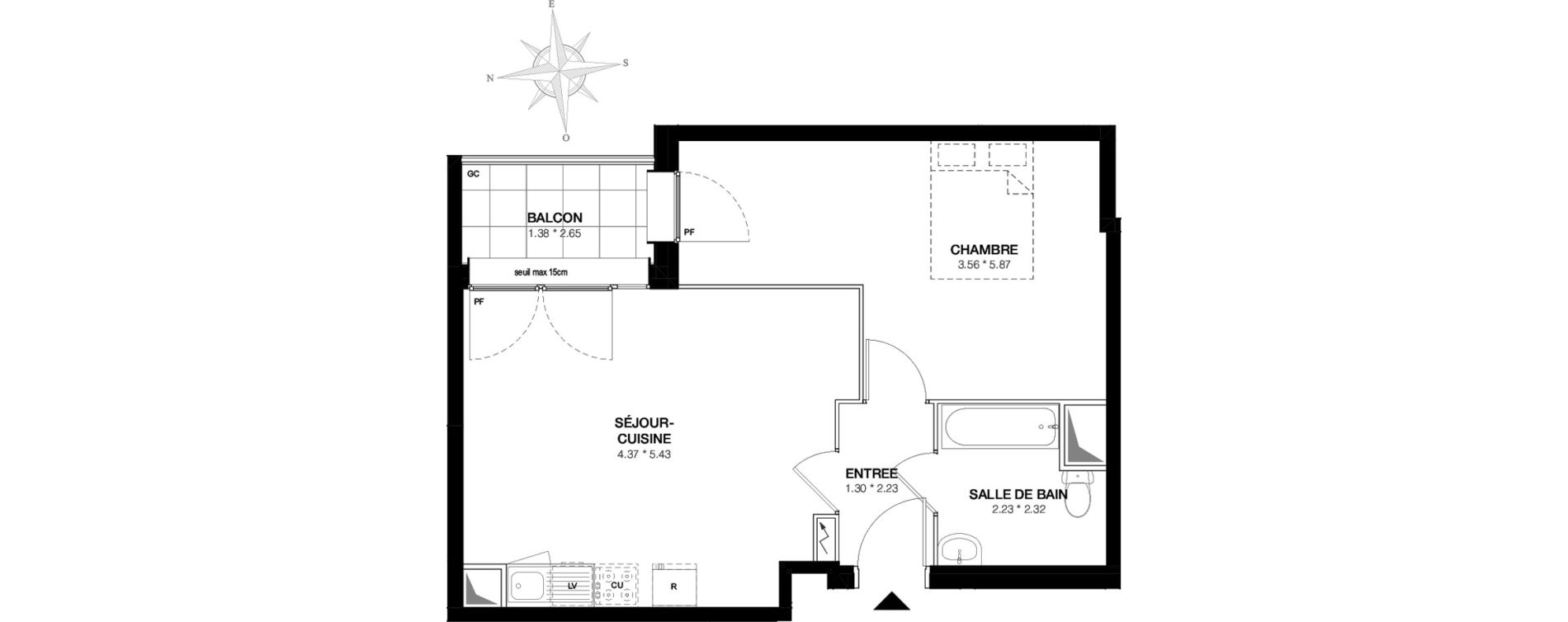 Appartement T2 de 46,06 m2 &agrave; Bobigny Edouard vaillant