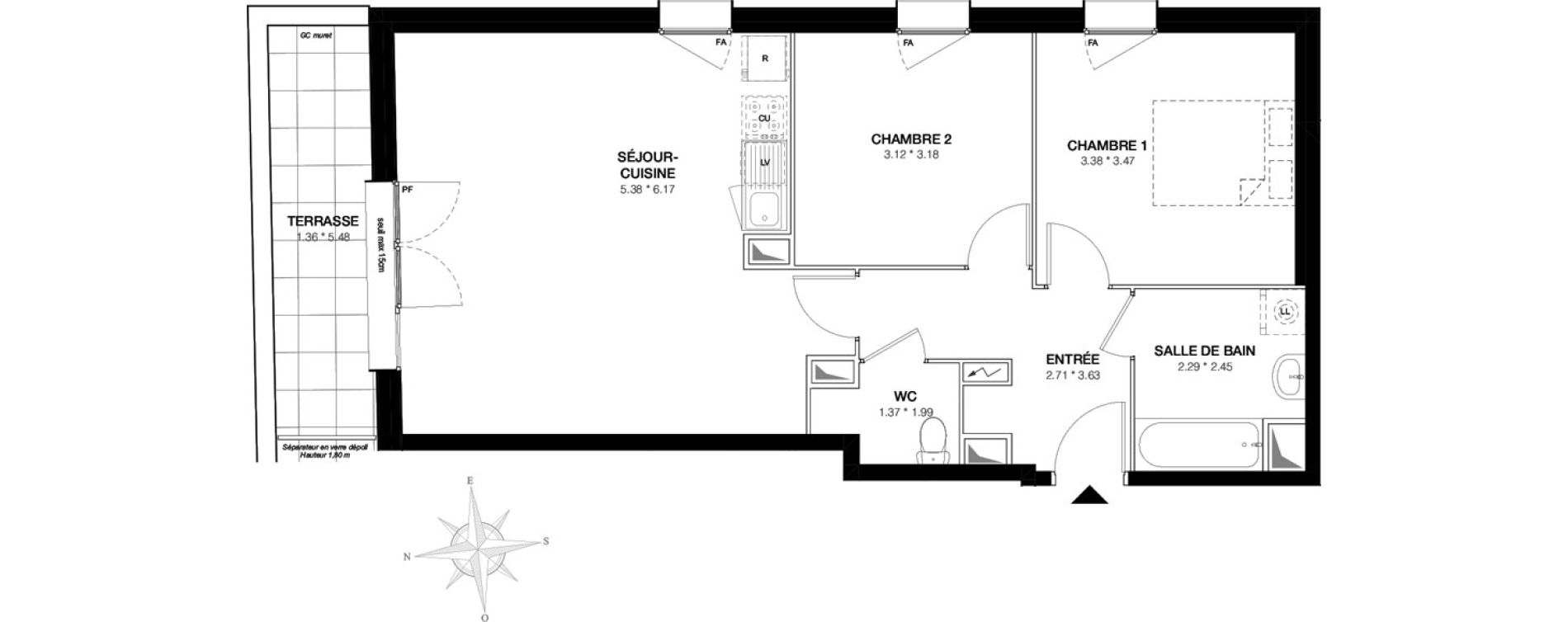 Appartement T3 de 65,01 m2 &agrave; Bobigny Edouard vaillant
