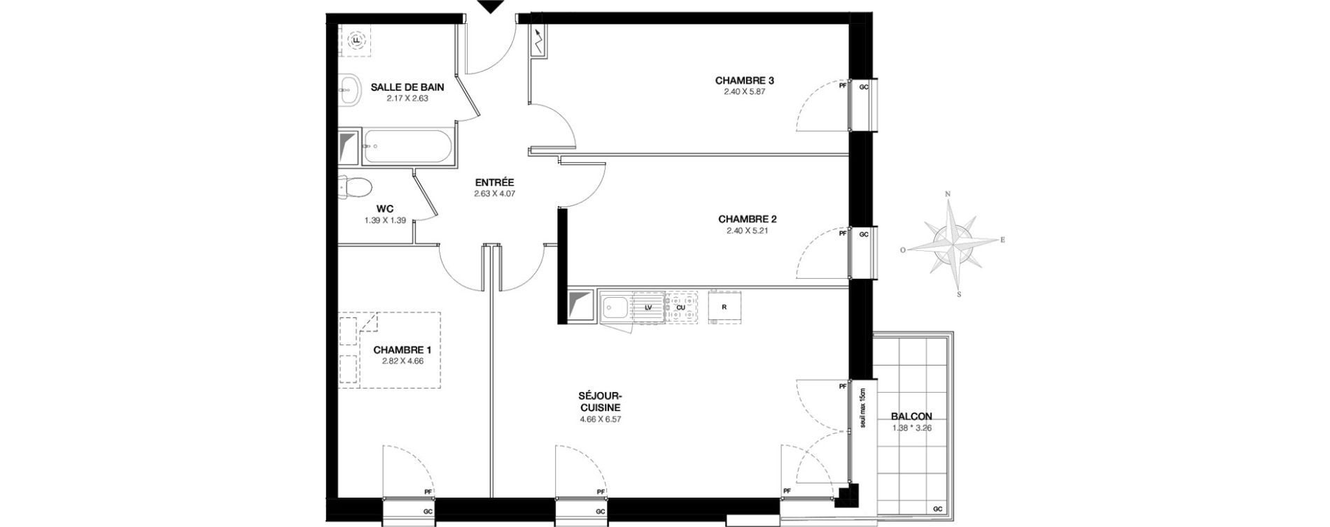 Appartement T4 de 80,10 m2 &agrave; Bobigny Edouard vaillant