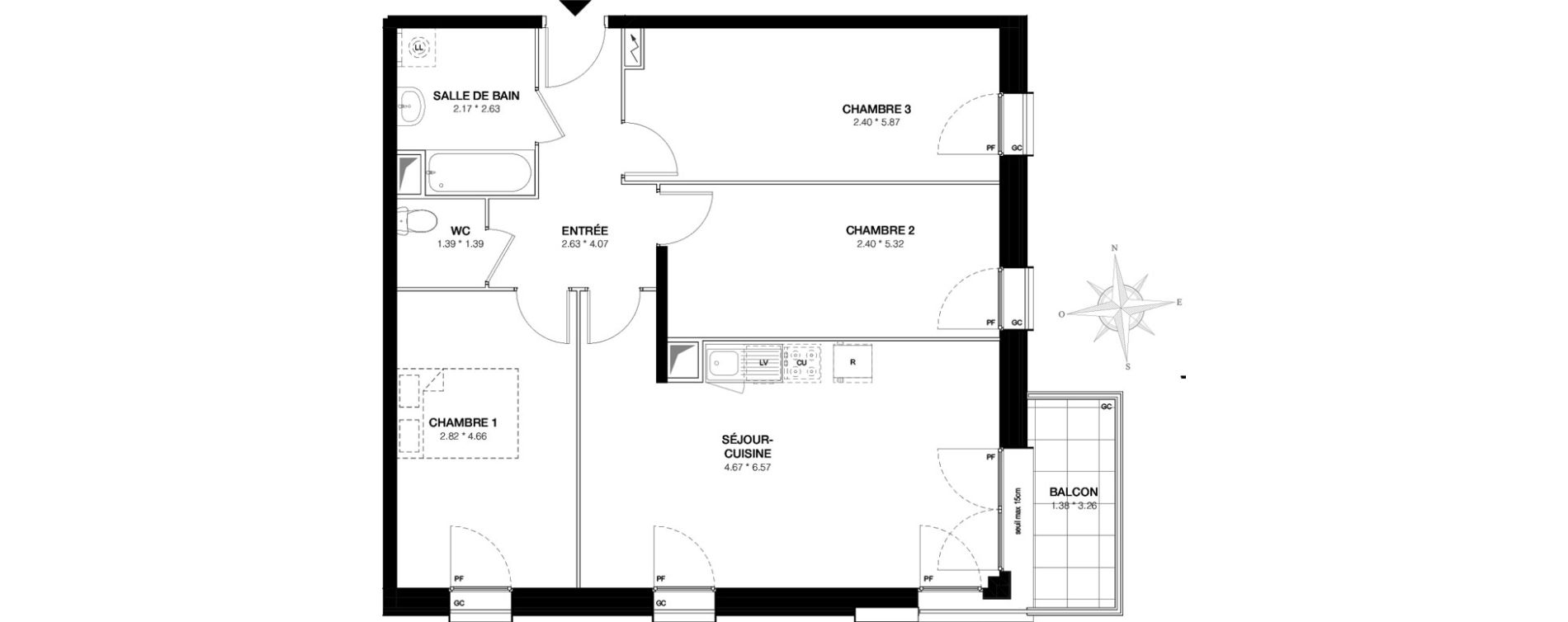 Appartement T4 de 80,10 m2 &agrave; Bobigny Edouard vaillant