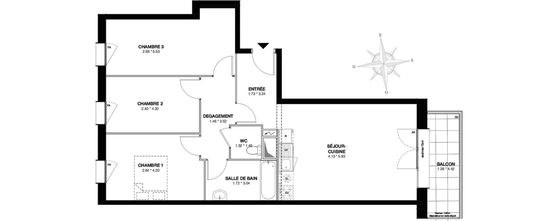 Appartement T4 de 77,08 m2 &agrave; Bobigny Edouard vaillant