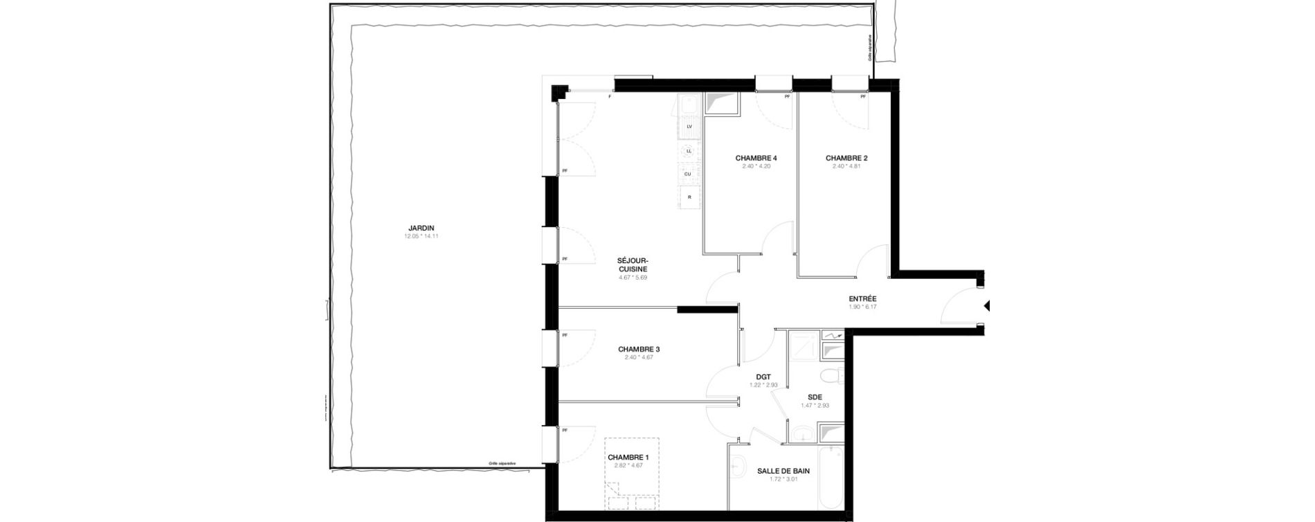 Appartement T5 de 88,01 m2 &agrave; Bobigny Edouard vaillant