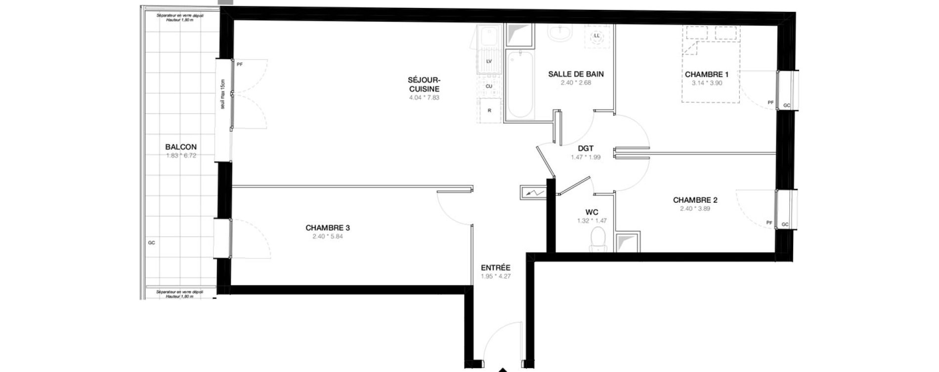 Appartement T4 de 80,05 m2 &agrave; Bobigny Edouard vaillant