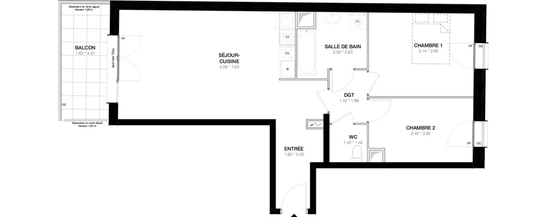 Appartement T3 de 65,11 m2 &agrave; Bobigny Edouard vaillant