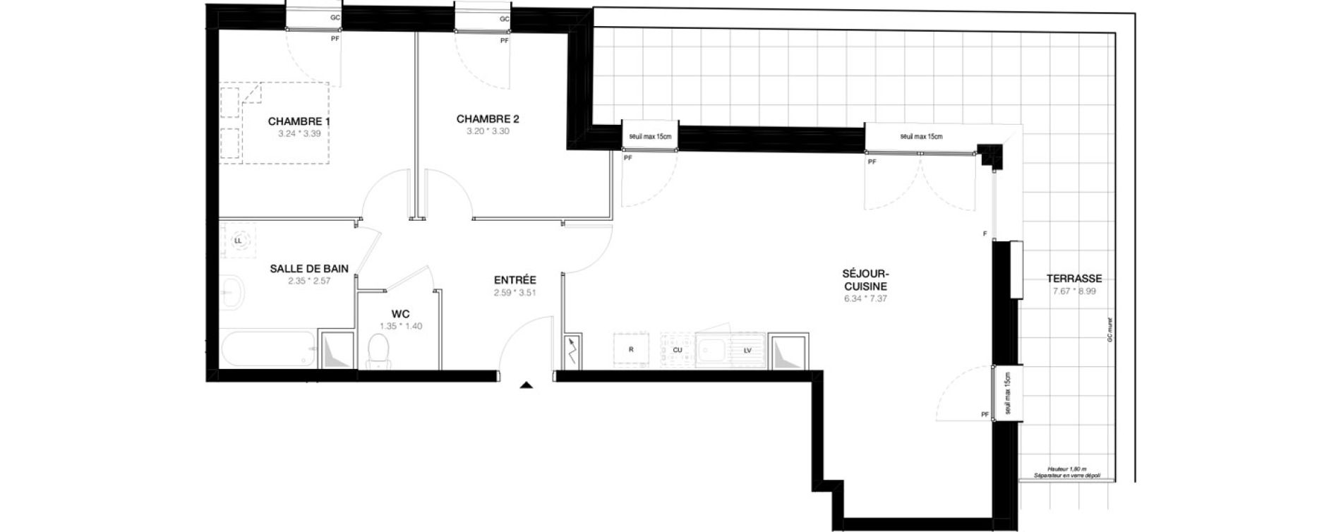 Appartement T3 de 67,74 m2 &agrave; Bobigny Edouard vaillant