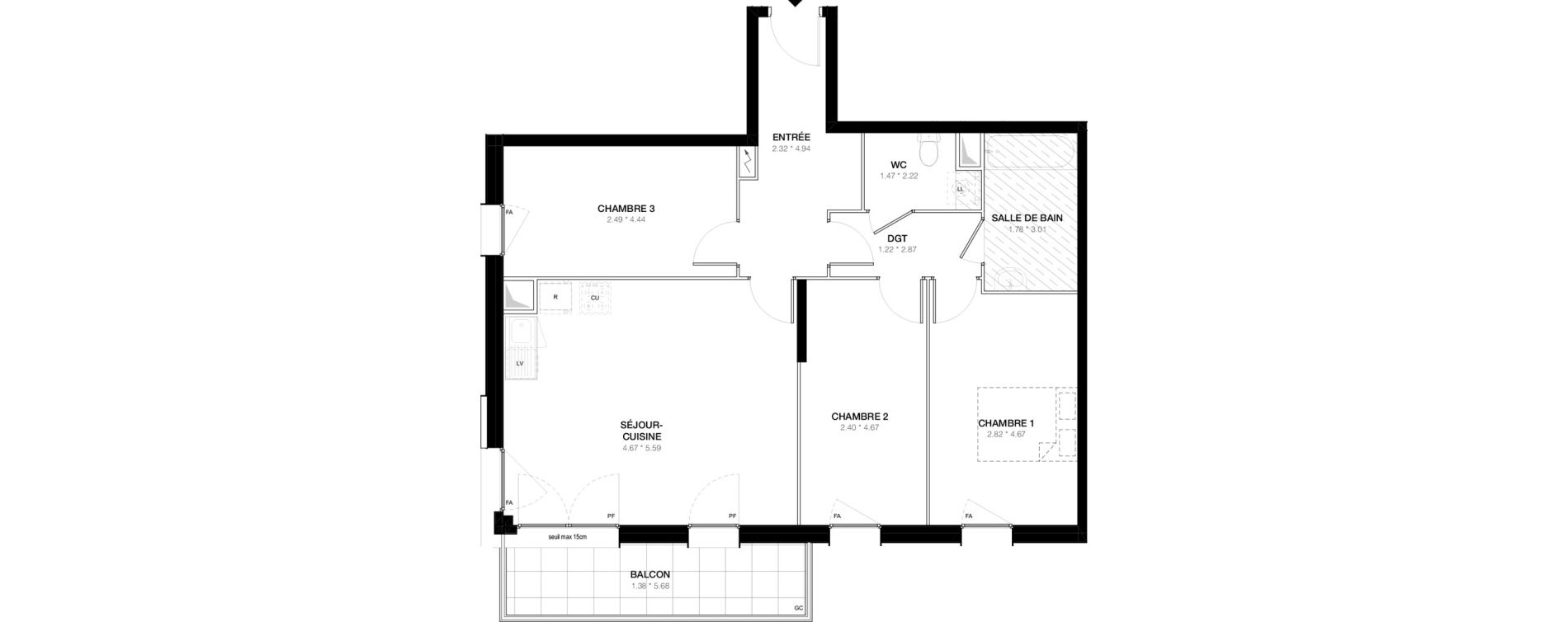 Appartement T4 de 80,28 m2 &agrave; Bobigny Edouard vaillant
