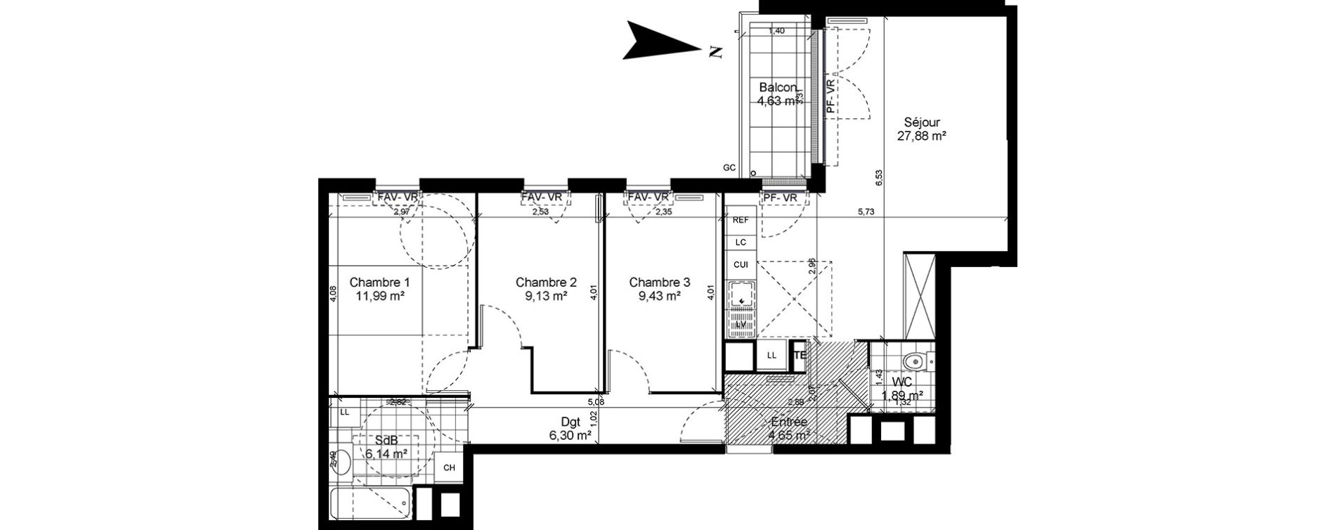 Appartement T4 de 77,41 m2 &agrave; Bobigny Centre
