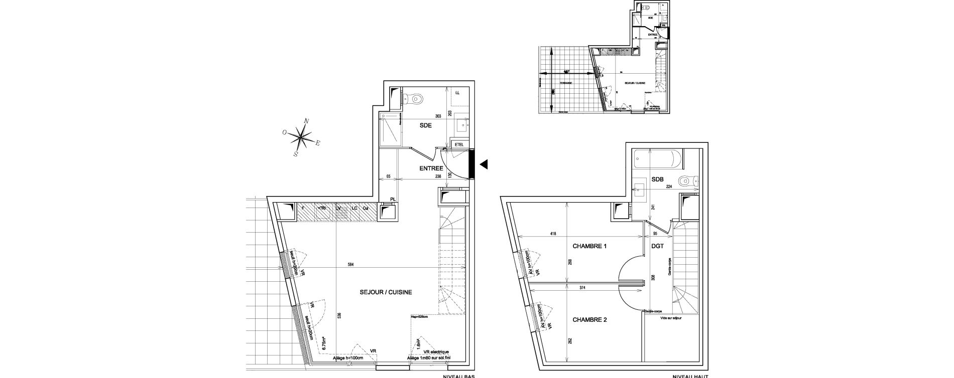 Duplex T3 de 64,91 m2 &agrave; Bondy Centre