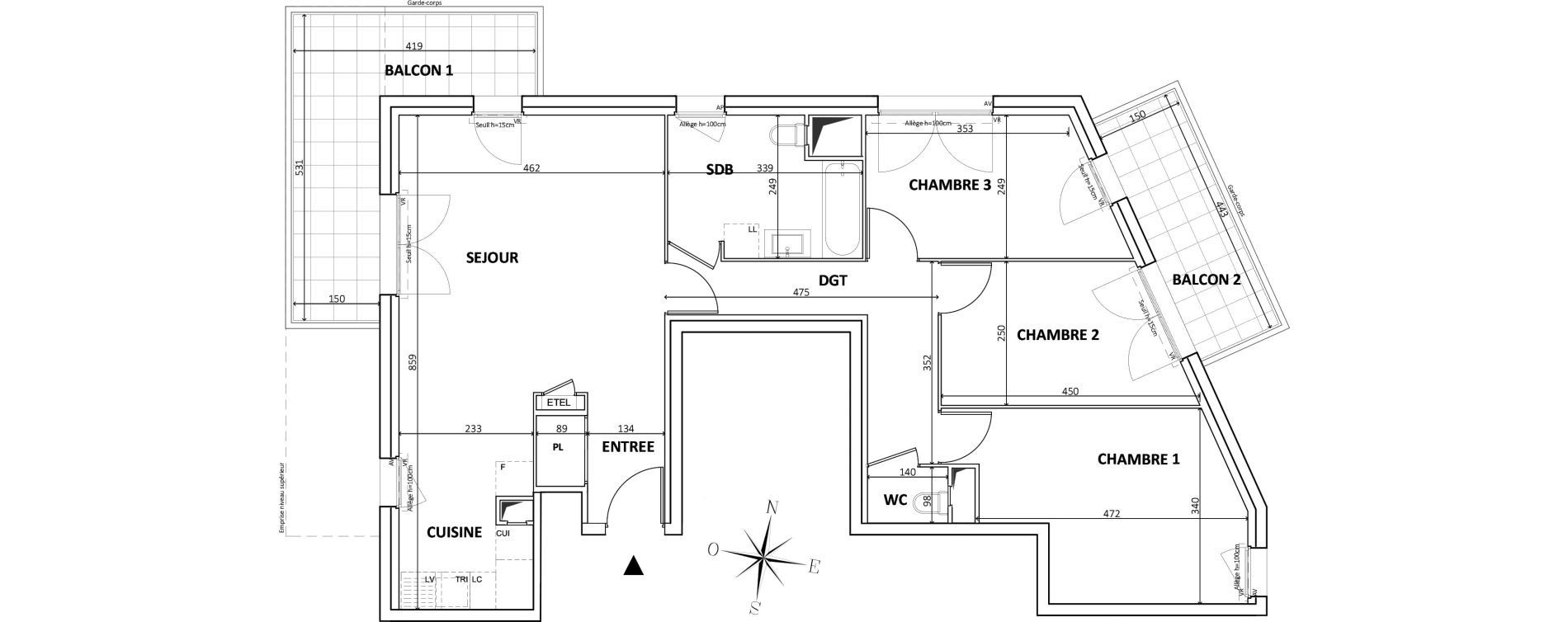 Appartement T4 de 85,86 m2 &agrave; Bondy Centre