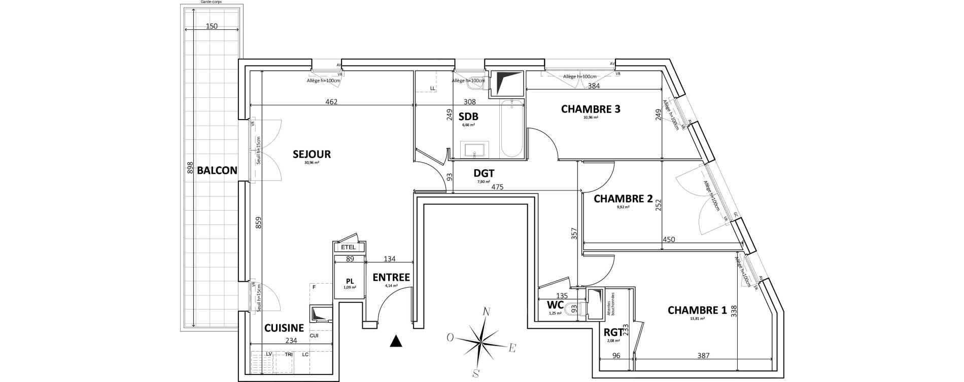 Appartement T4 de 87,68 m2 &agrave; Bondy Centre