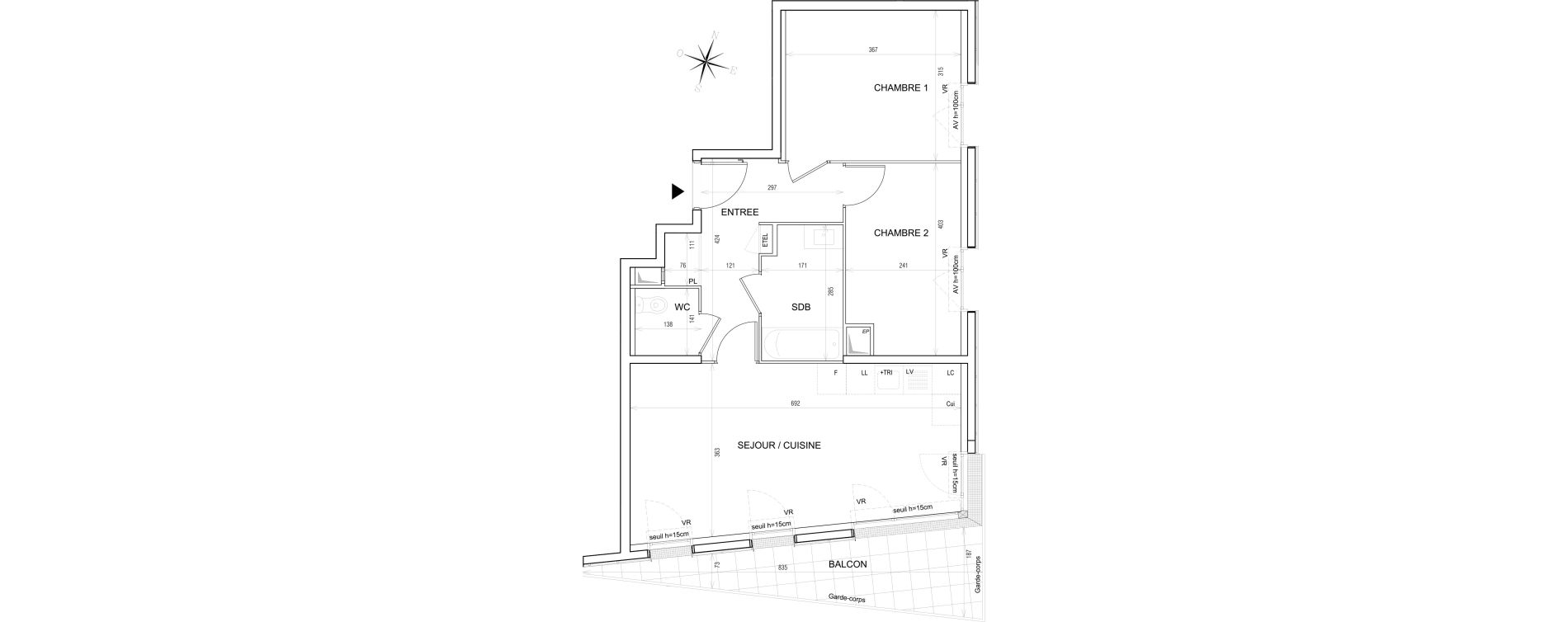 Appartement T3 de 59,48 m2 &agrave; Bondy Centre