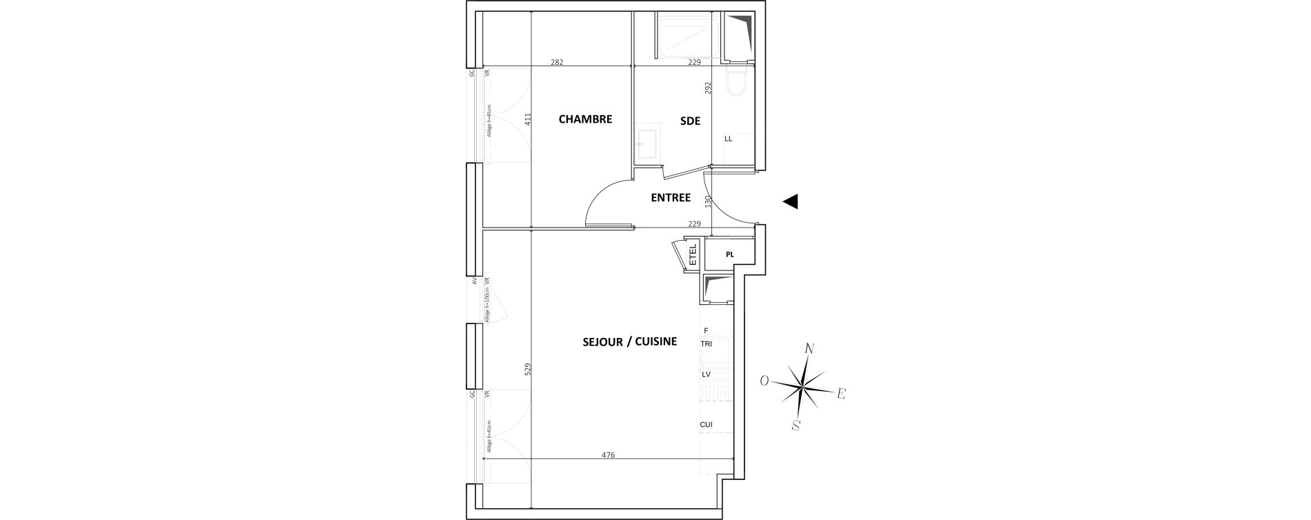 Appartement T2 de 45,06 m2 &agrave; Bondy Centre