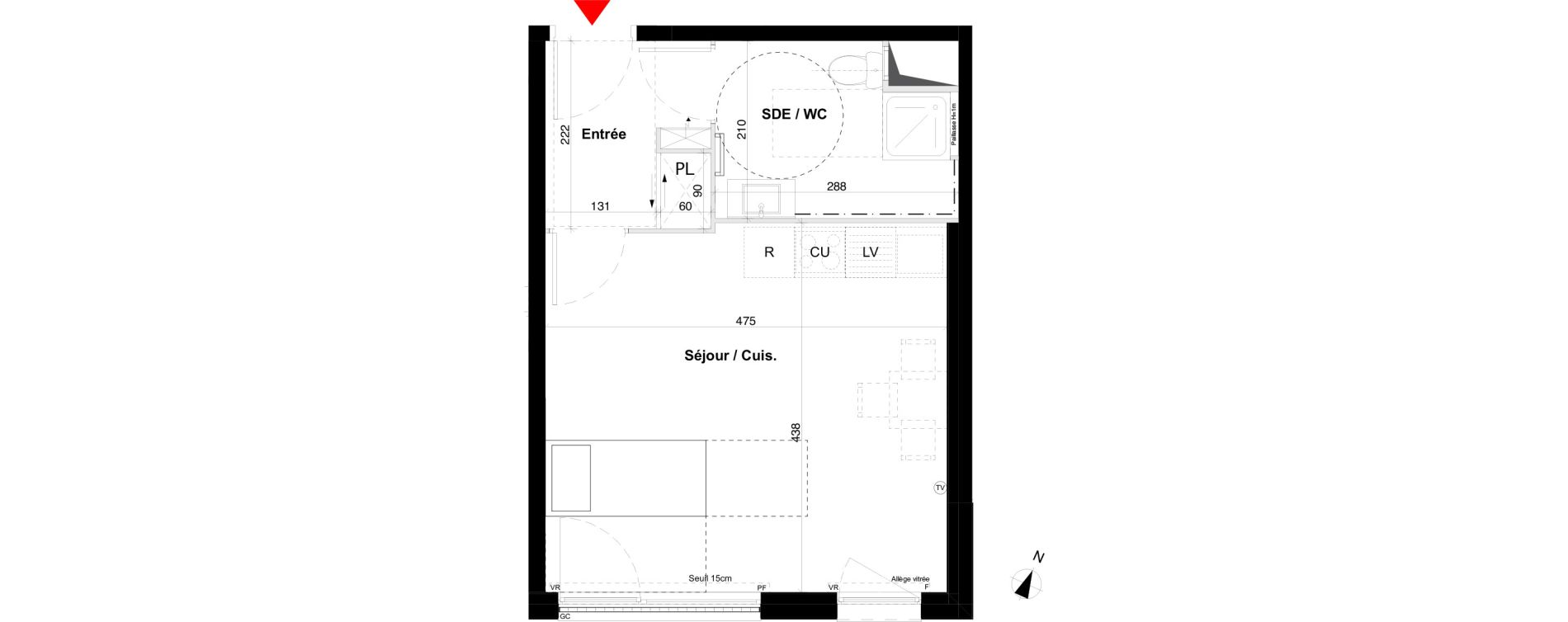 Appartement T1 de 30,14 m2 &agrave; Bondy Centre
