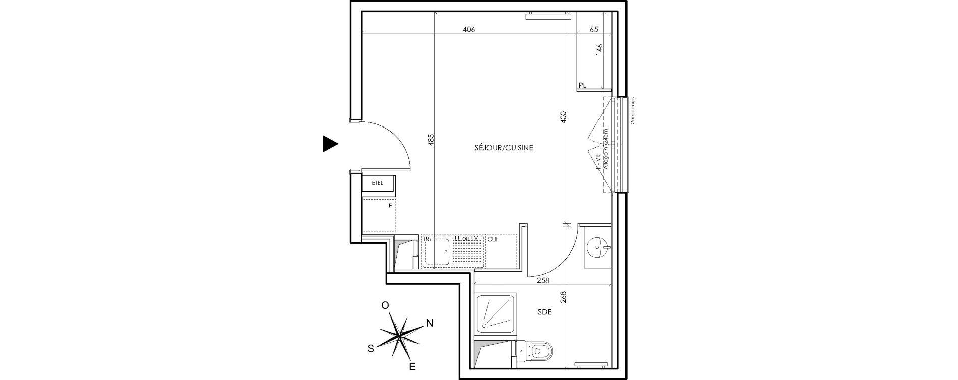 Appartement T1 de 25,98 m2 &agrave; Bondy Centre