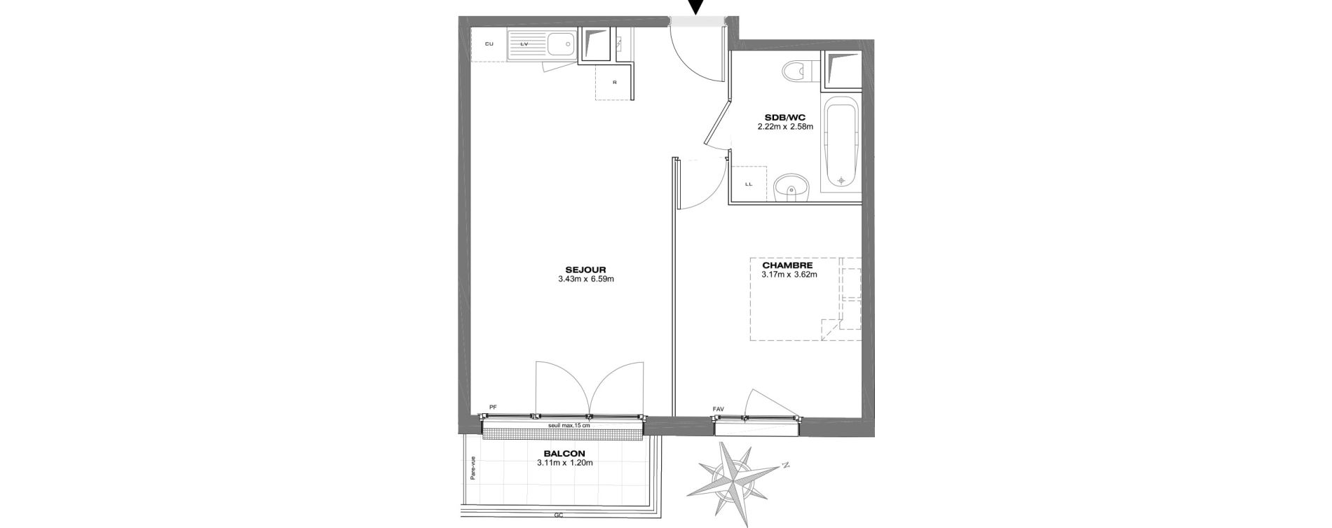 Appartement T2 de 41,44 m2 &agrave; Bondy Centre