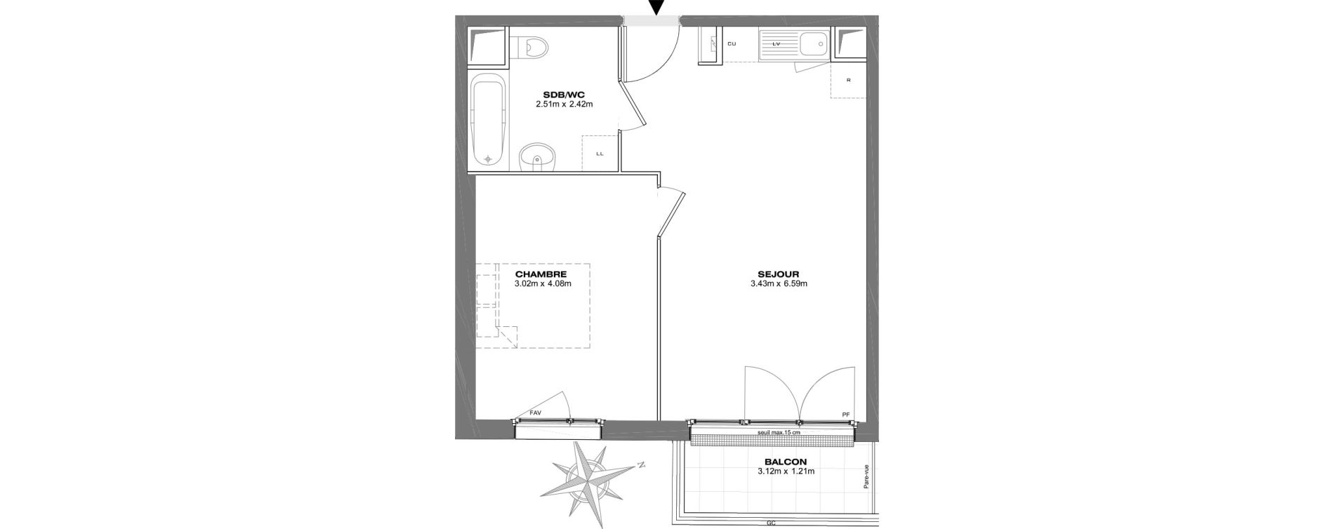Appartement T2 de 41,47 m2 &agrave; Bondy Centre