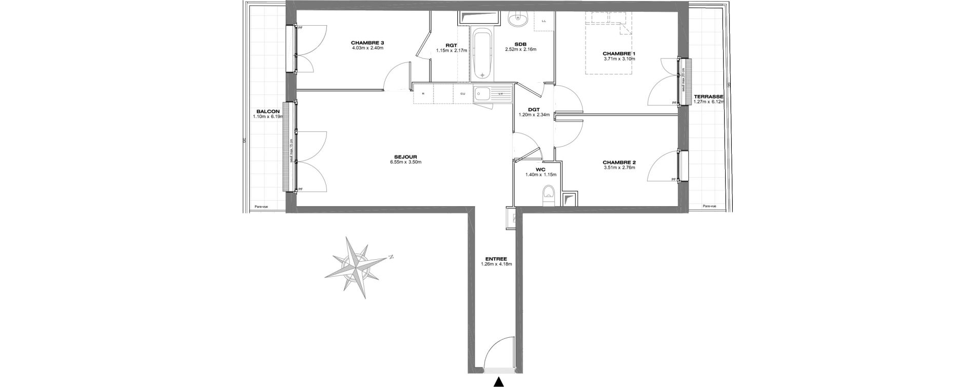 Appartement T4 de 72,39 m2 &agrave; Bondy Centre
