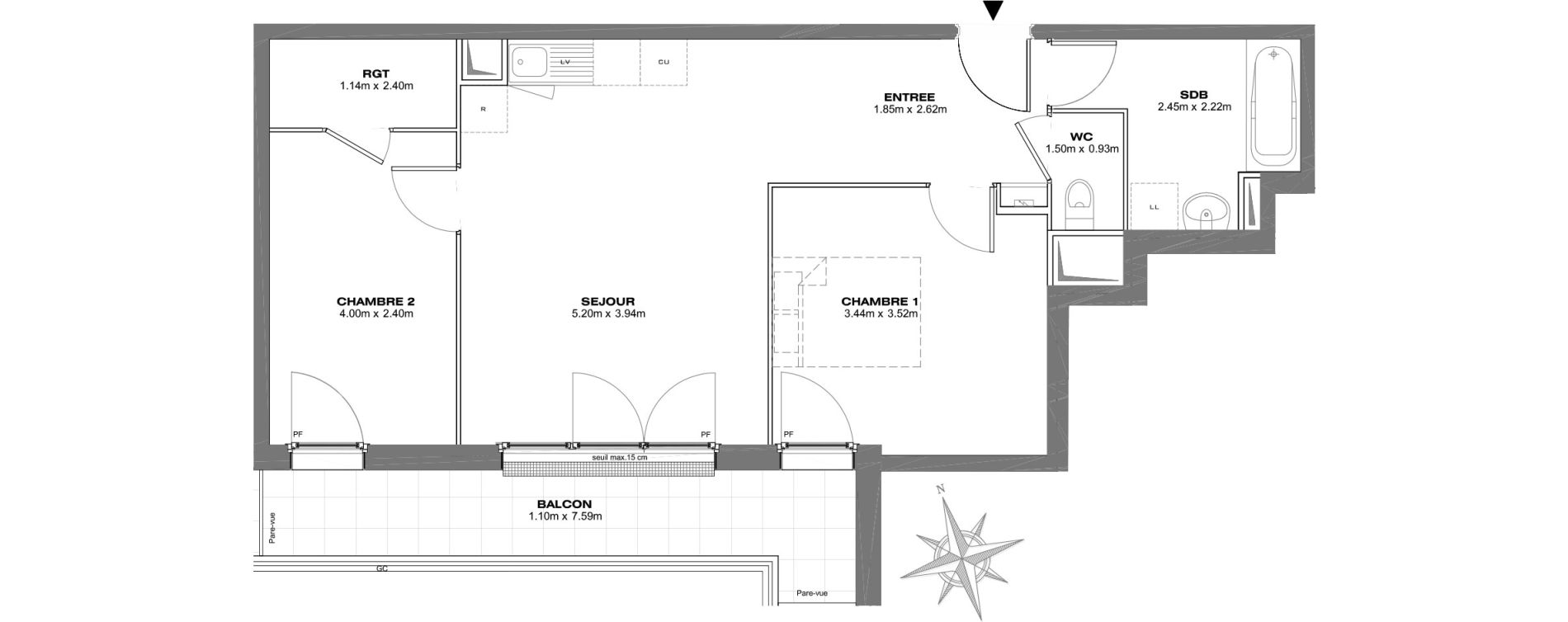 Appartement T3 de 57,86 m2 &agrave; Bondy Centre