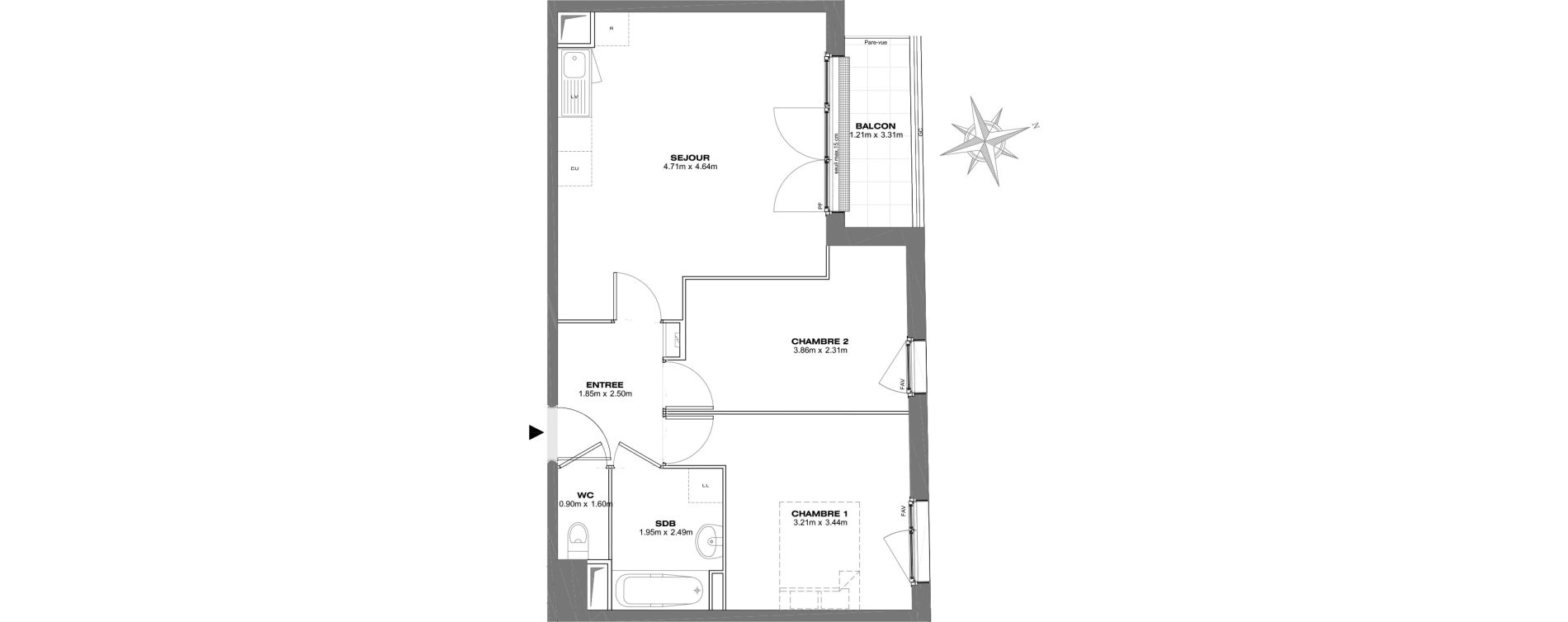 Appartement T3 de 56,03 m2 &agrave; Bondy Centre