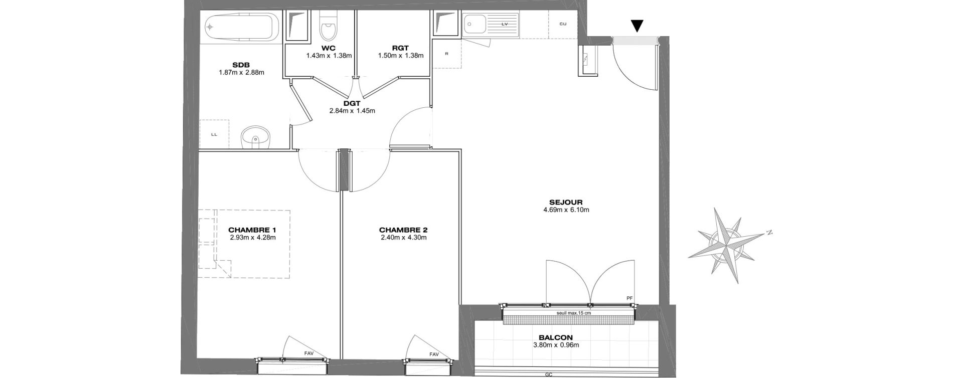 Appartement T3 de 60,64 m2 &agrave; Bondy Centre