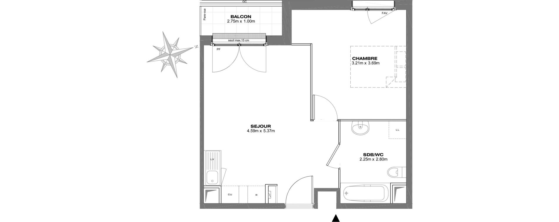Appartement T2 de 39,78 m2 &agrave; Bondy Centre