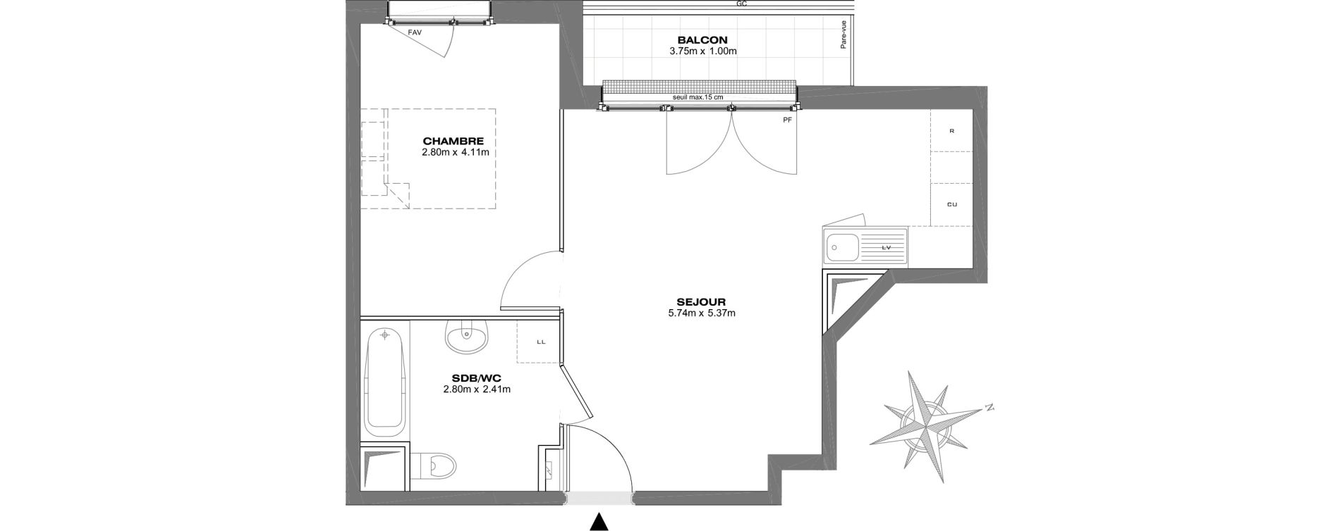 Appartement T2 de 41,41 m2 &agrave; Bondy Centre