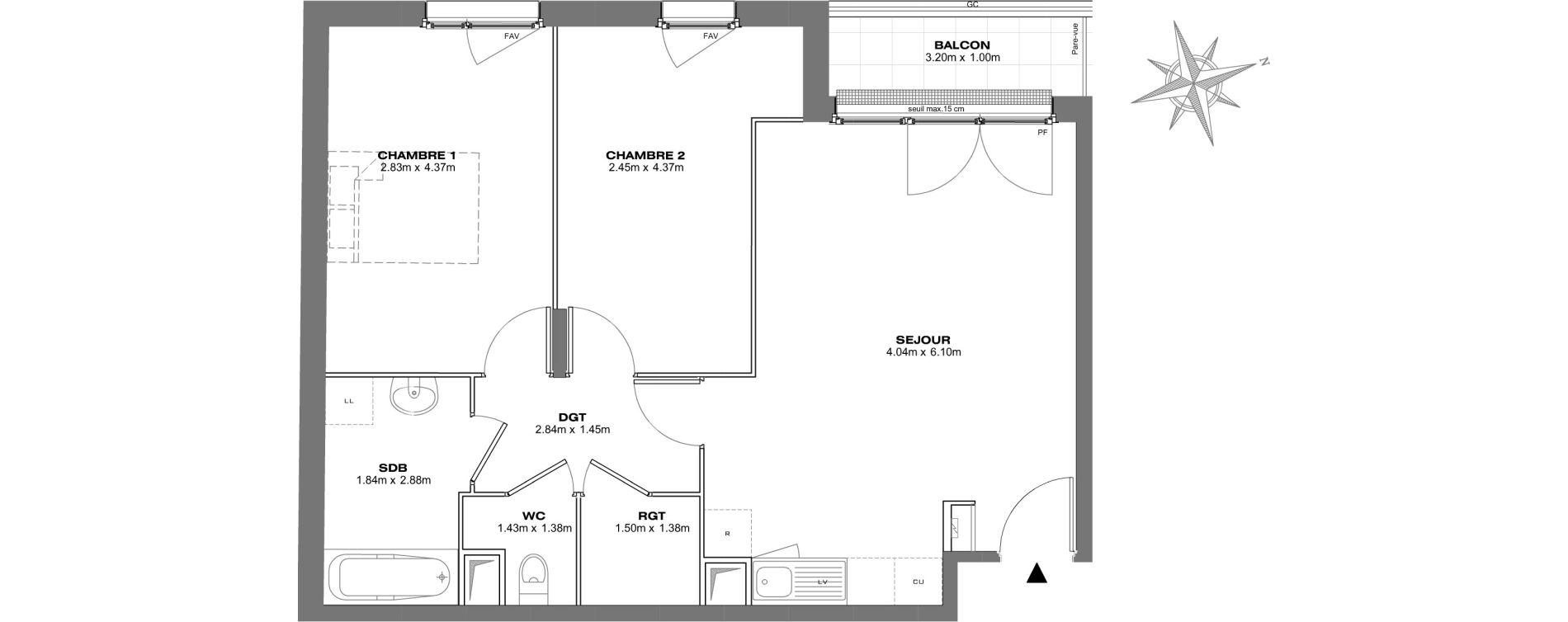 Appartement T3 de 61,45 m2 &agrave; Bondy Centre