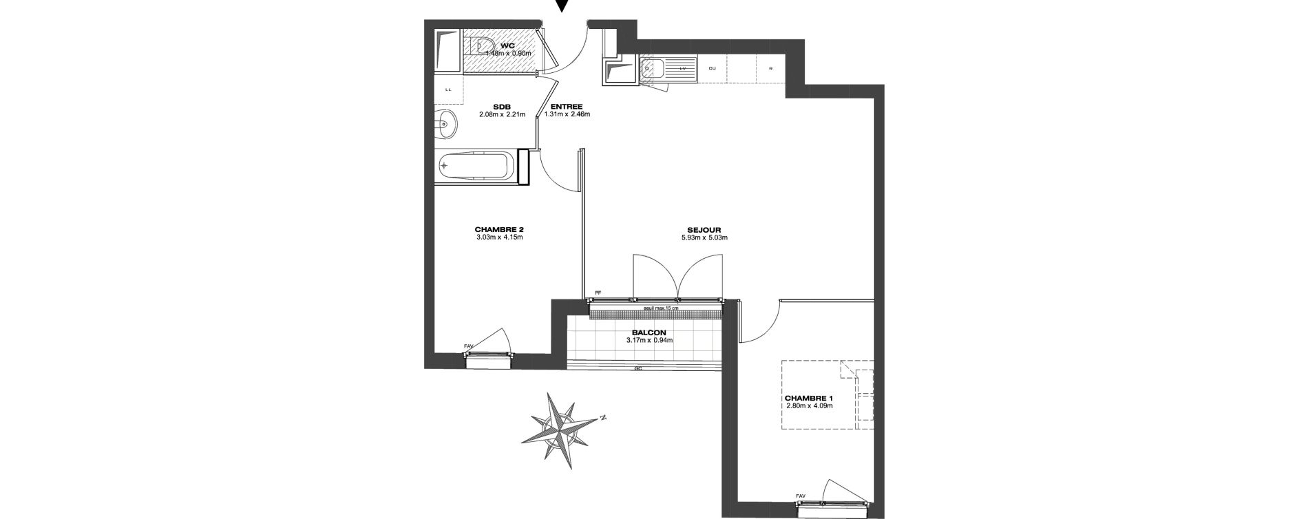 Appartement T3 de 57,96 m2 &agrave; Bondy Centre