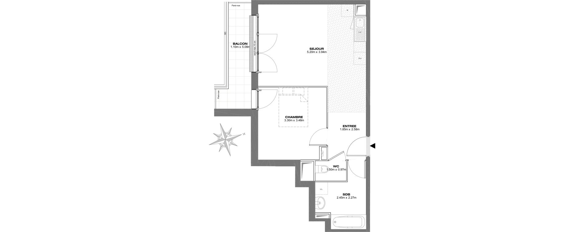 Appartement T2 de 45,23 m2 &agrave; Bondy Centre
