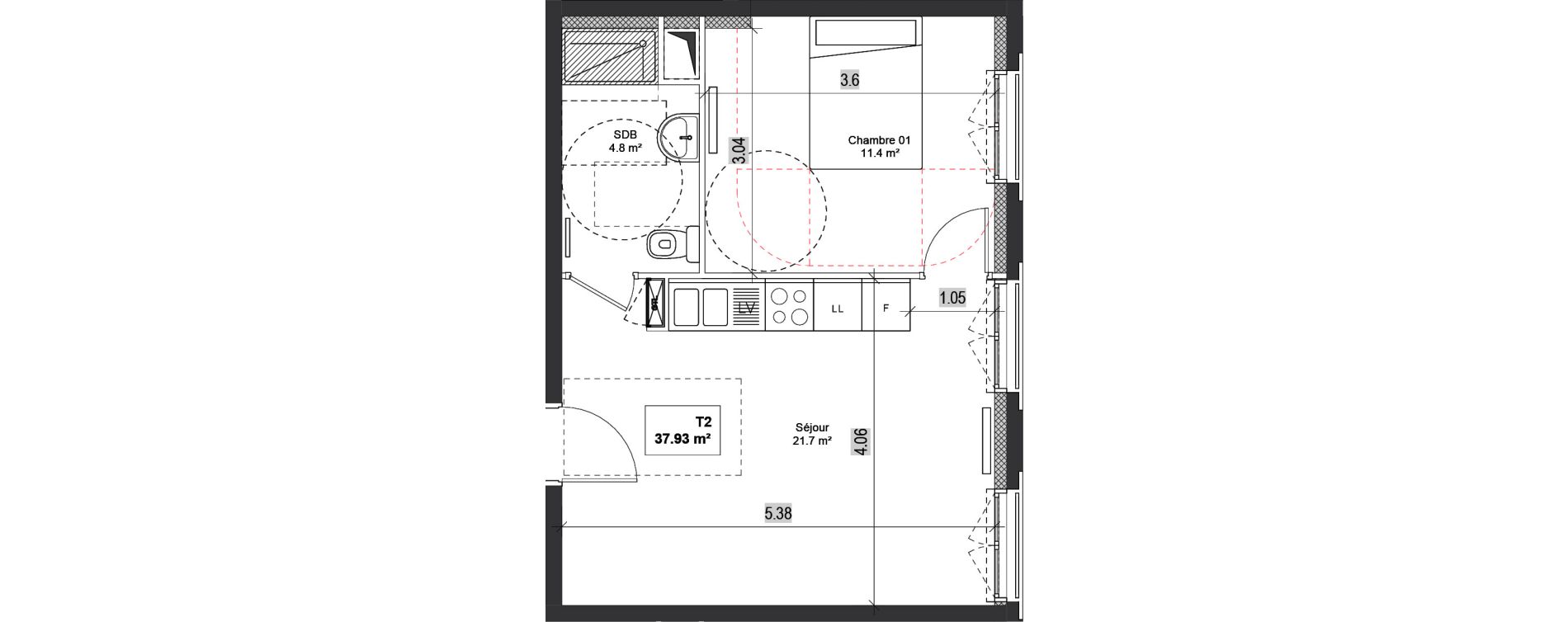 Appartement T2 de 37,93 m2 &agrave; Bondy Centre