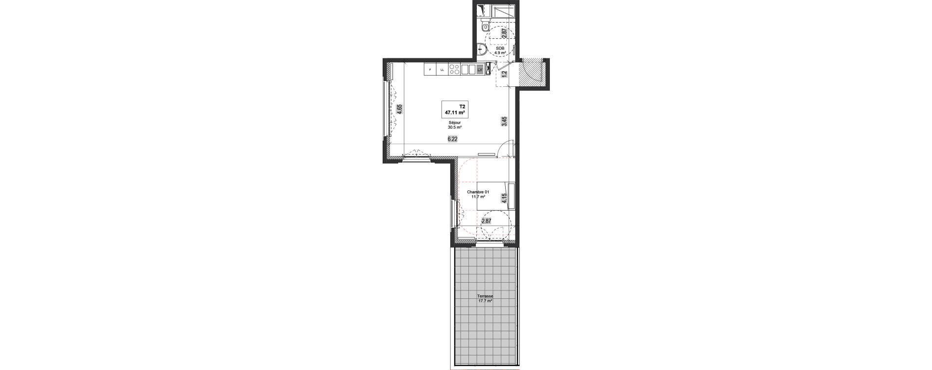 Appartement T2 de 47,11 m2 &agrave; Bondy Centre