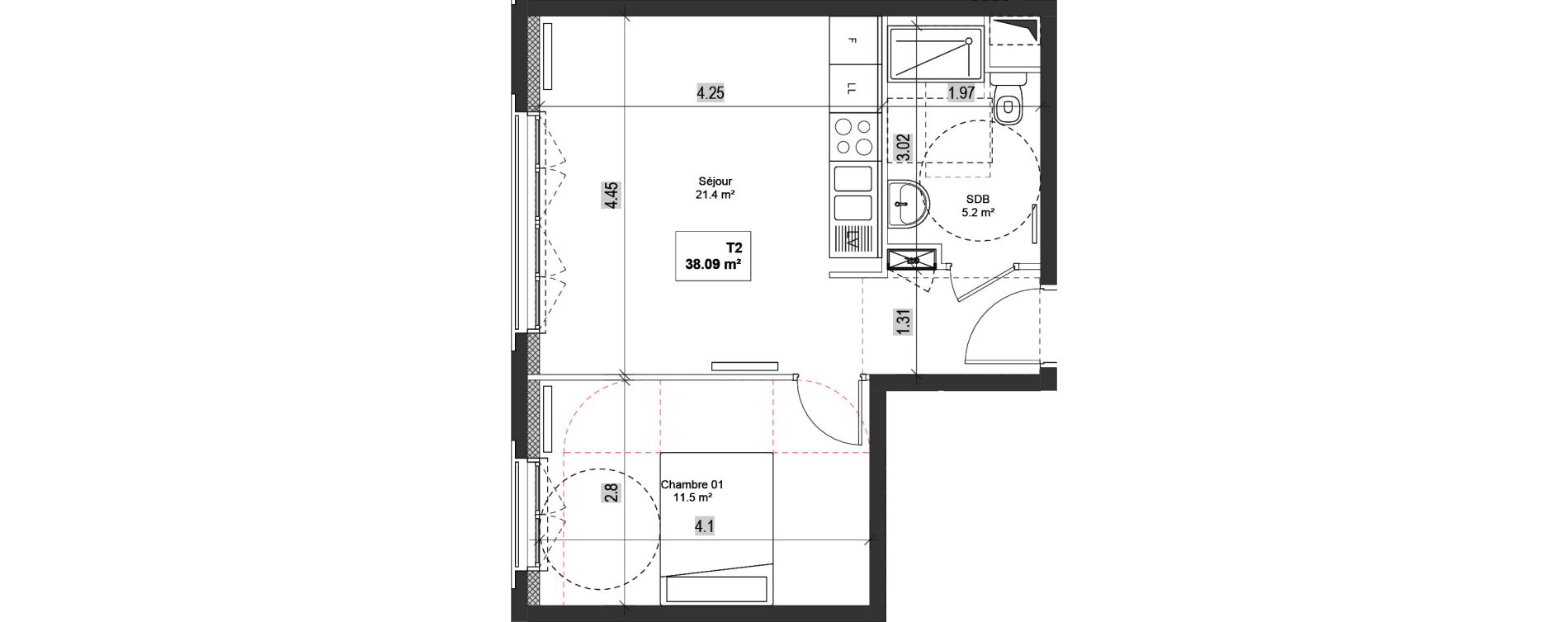 Appartement T2 de 38,09 m2 &agrave; Bondy Centre