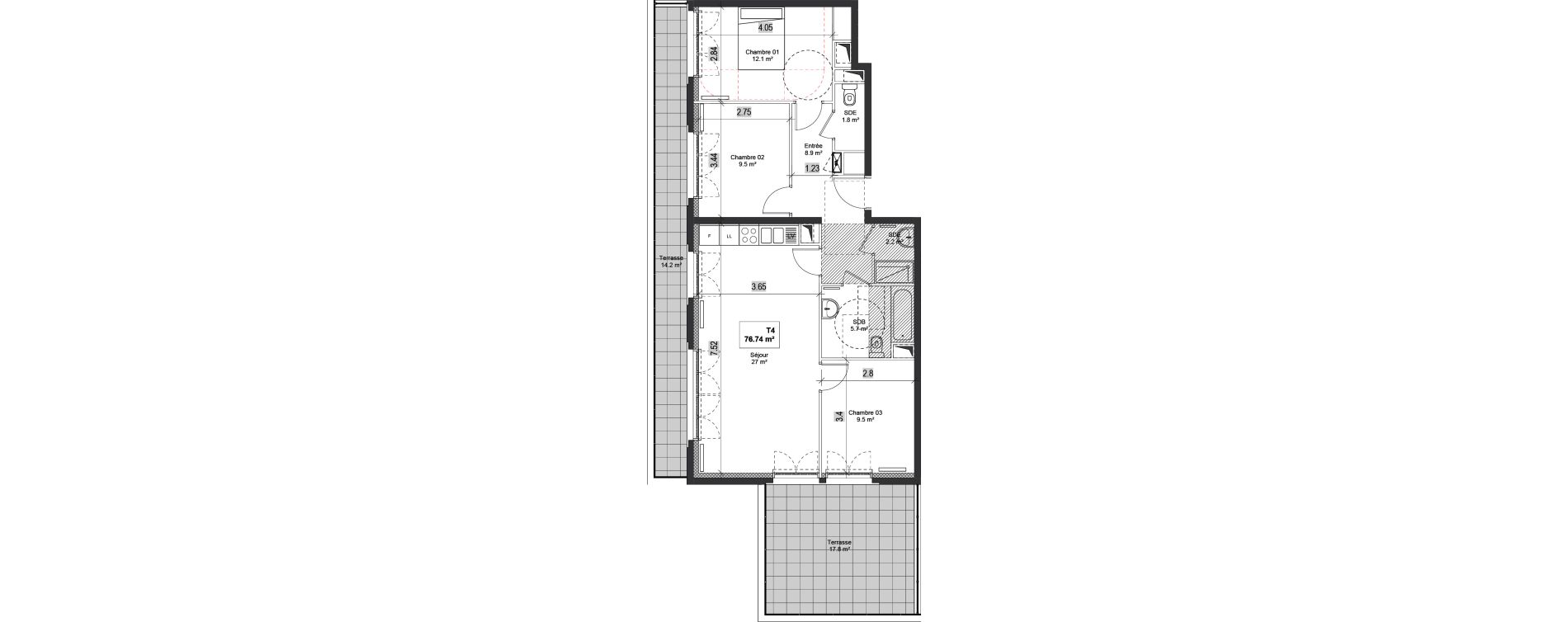 Appartement T4 de 76,74 m2 &agrave; Bondy Centre