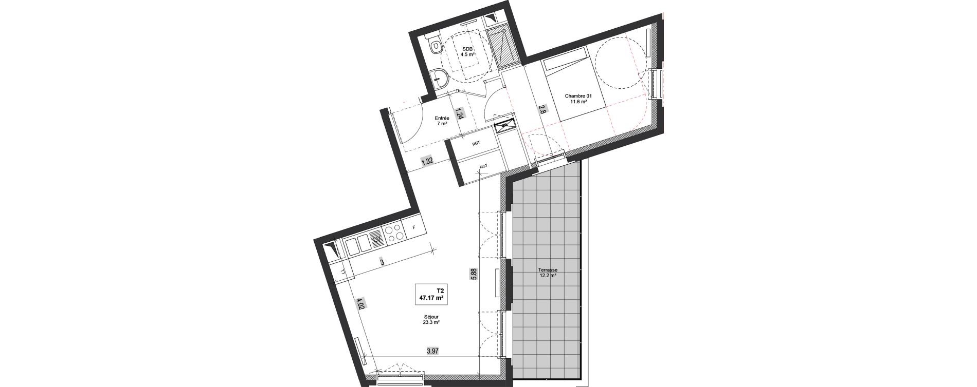 Appartement T2 de 47,17 m2 &agrave; Bondy Centre