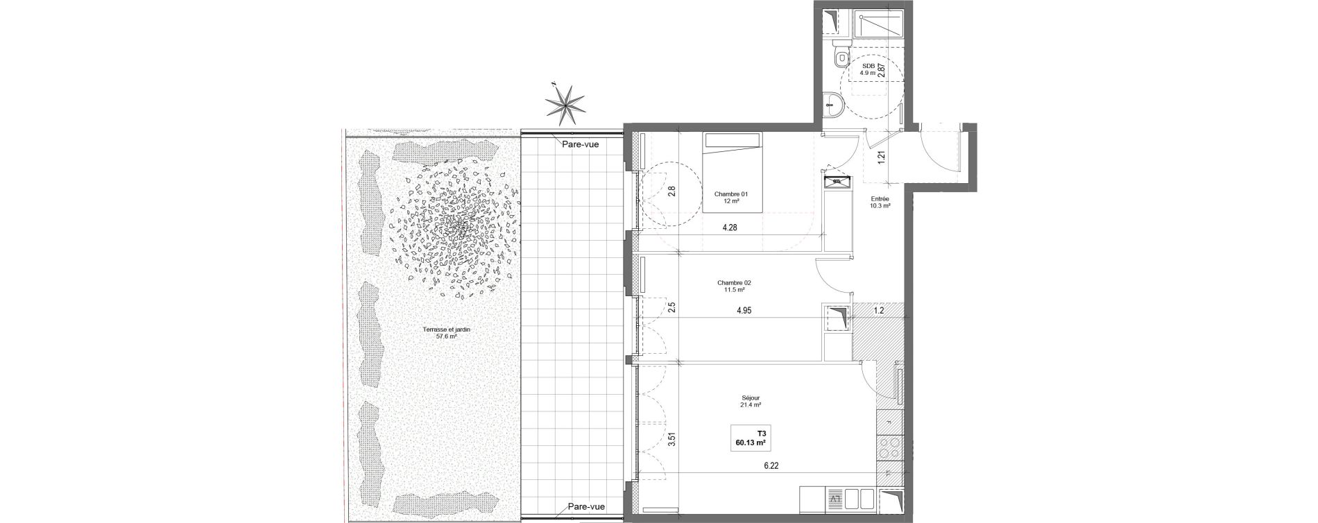 Appartement T3 de 60,13 m2 &agrave; Bondy Centre