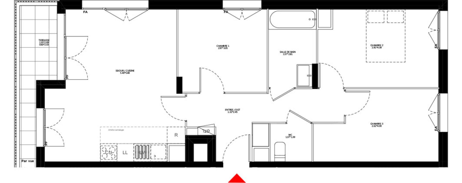 Appartement T4 de 71,39 m2 &agrave; Bondy Le moulin-&agrave;-vent