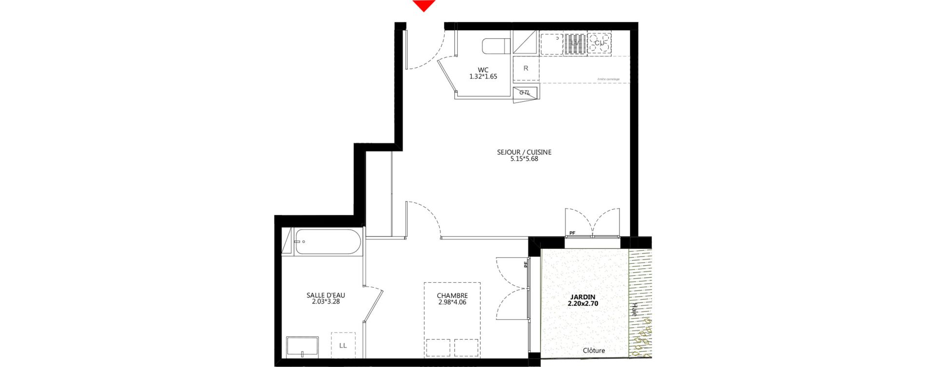 Appartement T2 de 48,73 m2 &agrave; Bondy Le moulin-&agrave;-vent