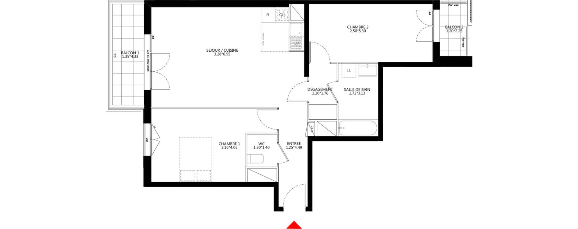 Appartement T3 de 70,69 m2 &agrave; Bondy Le moulin-&agrave;-vent
